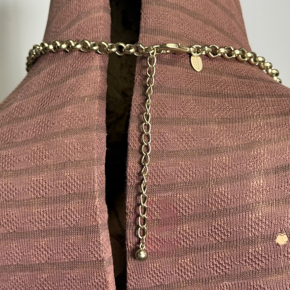 Chico's Goldtone & Faux Ruby Red Lariat Length Rolo Chain Necklace - Picture 9 of 12